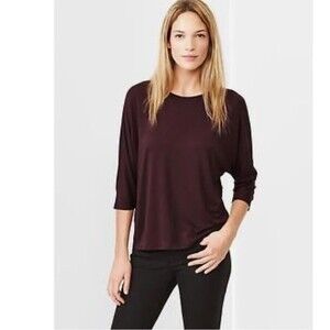 Ann Taylor Loft tie back burgundy knit sweater top size XS